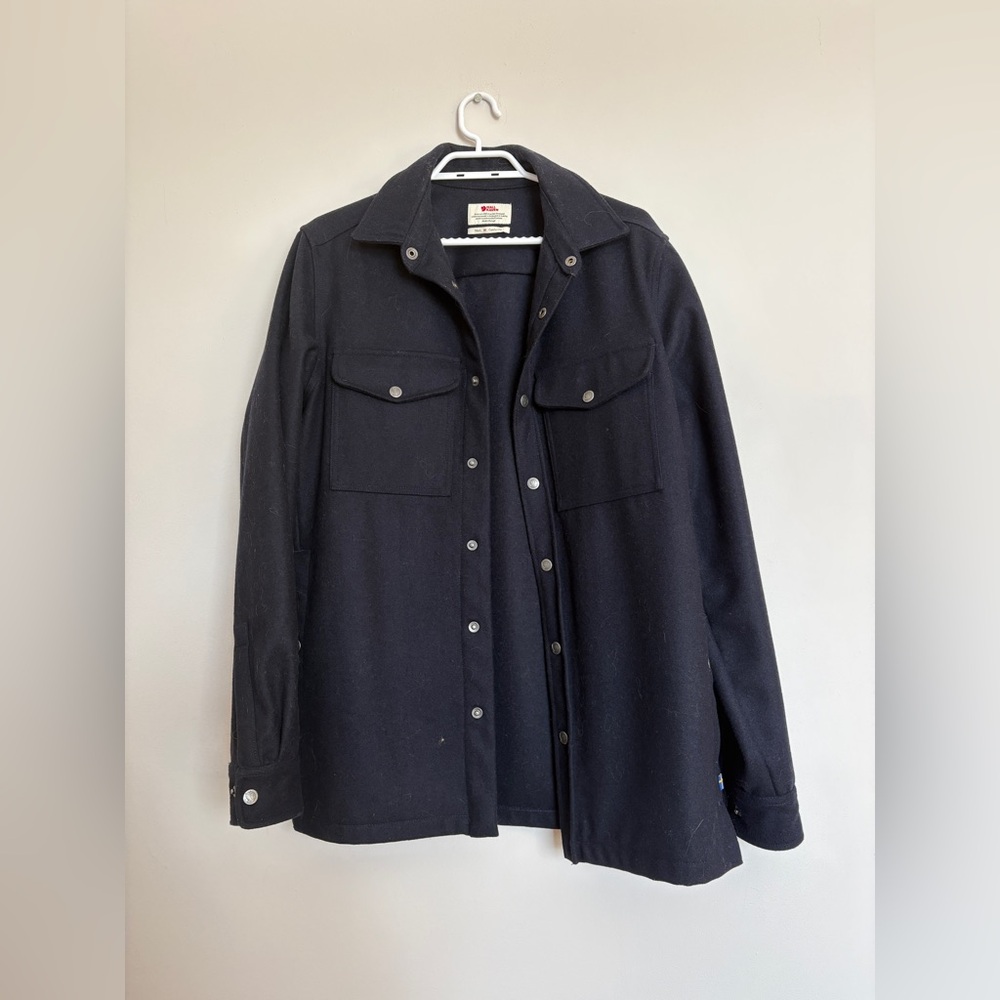 Men's Navy Wool-Blend Button Jacket